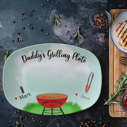 Dad's Grilling Plate 10”x14” Platter - Personalized with Kids Names