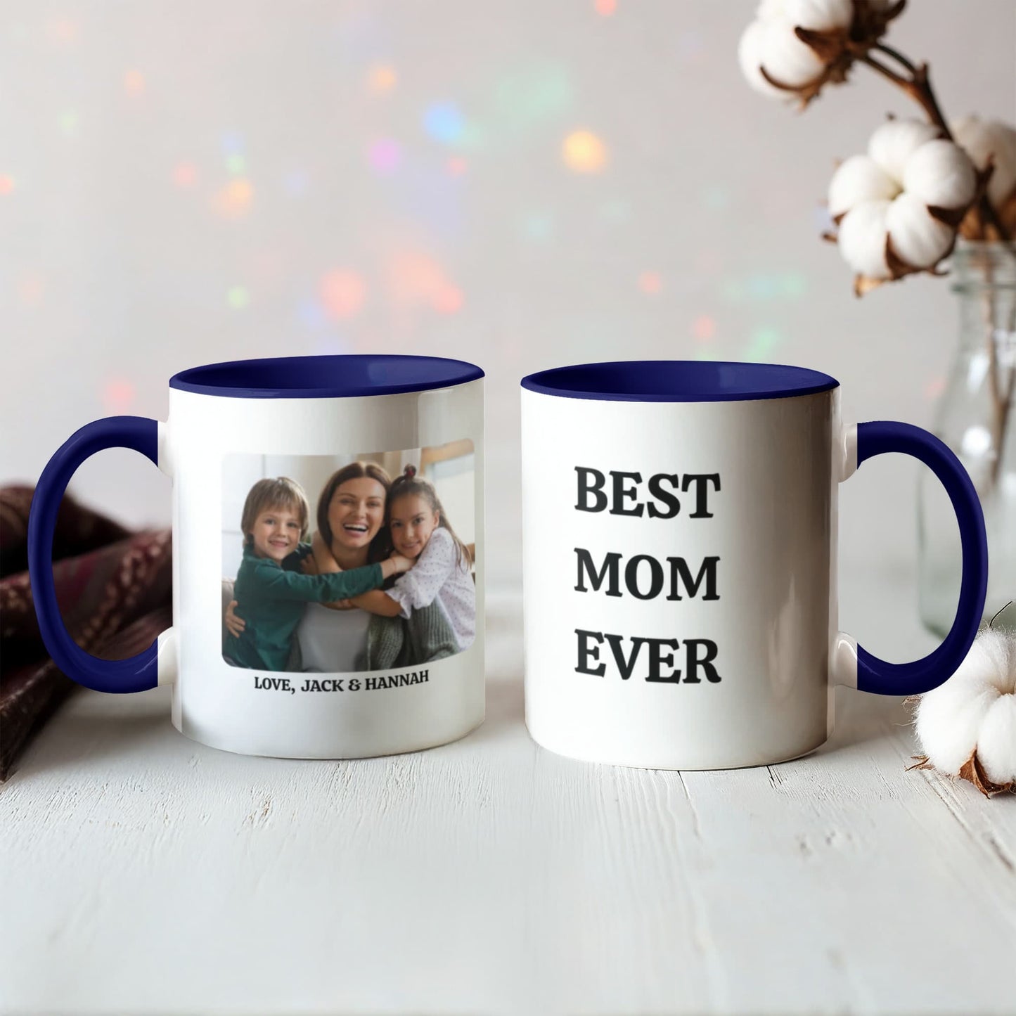 Best Mom Ever Photo Mug, Customizable Two-Tone Coffee Cup, Mother's Day Gift, Personalized Mom Mug, Ceramic Keepsake, Photo Gifts