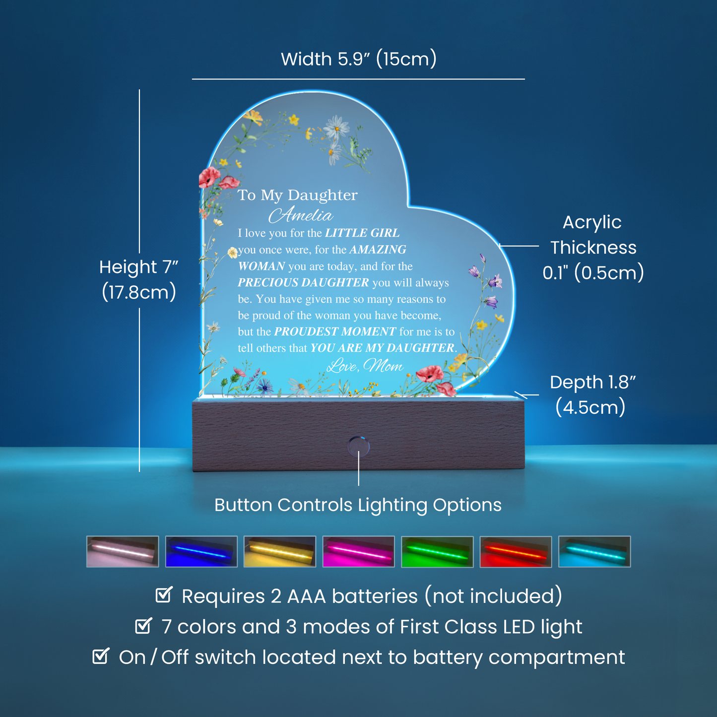 Personalized daughter Acrylic Heart Plaque