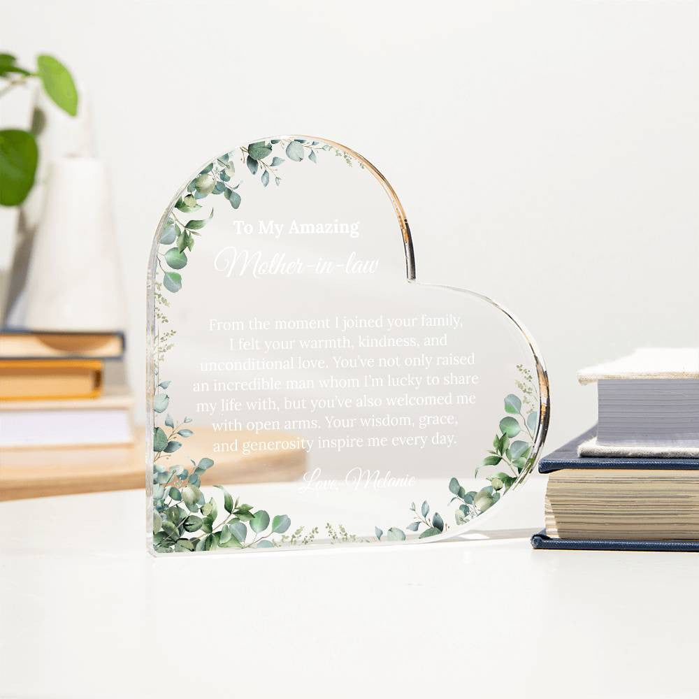 Personalized Mother in Law Heart Plaque