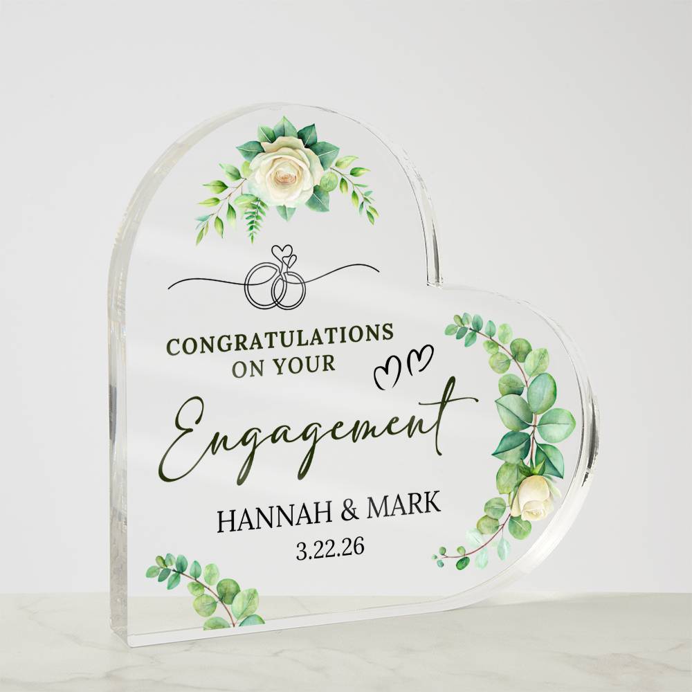 Engagement Gift Acrylic Heart Plaque