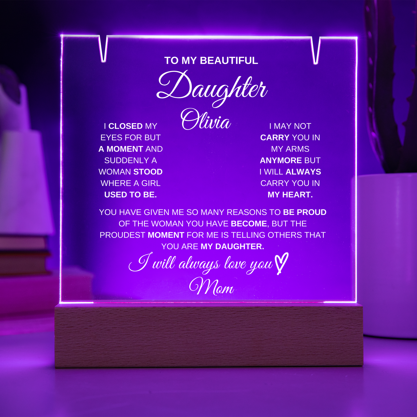 Daughter Heart Necklace & Lighted Jewelry Holder Plaque