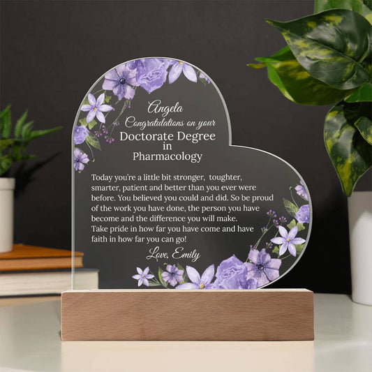 Personalized Doctorate Degree Phd Acrylic Heart Plaque