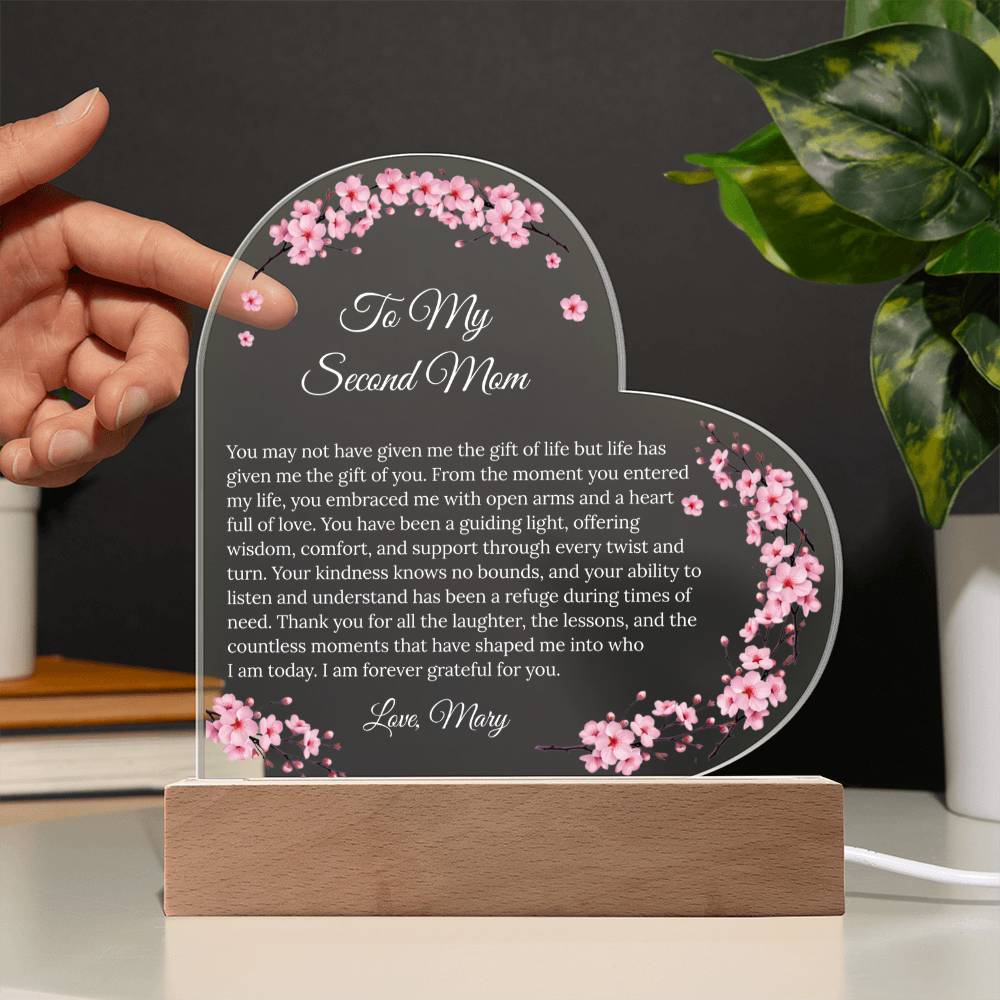 Personalized Second Mom Acrylic Heart Plaque