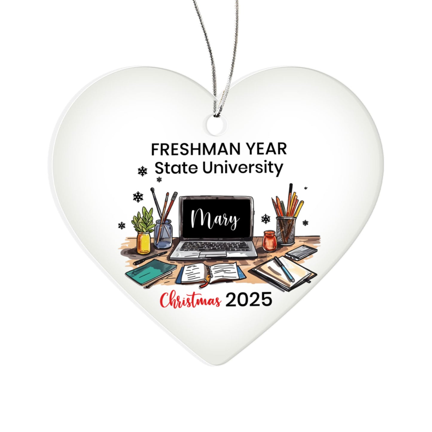 Freshman Year of College Acrylic Heart Ornament