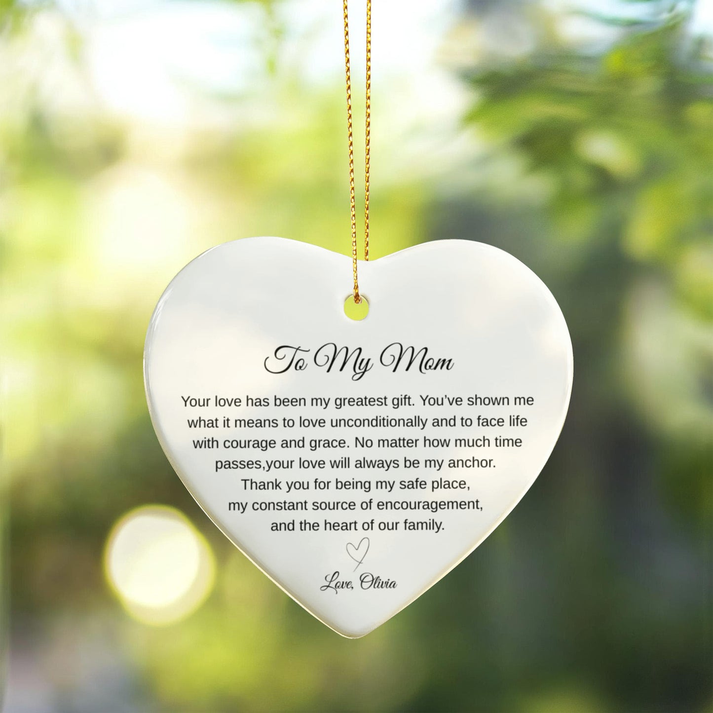 To My Mom Ceramic Heart Ornament