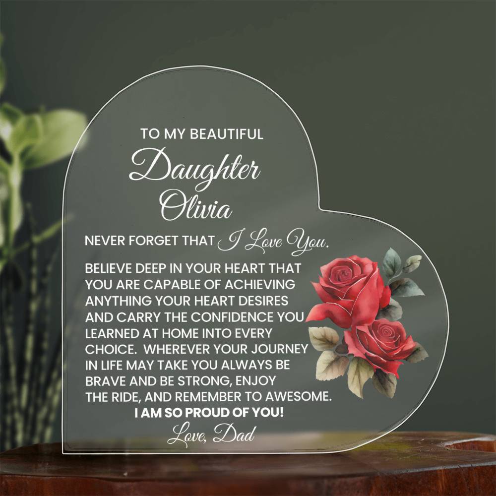 Personalized Daughter Acrylic Heart Plaque