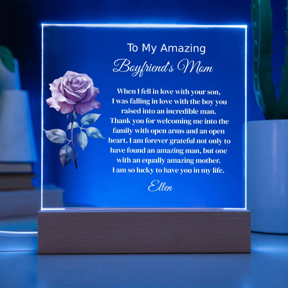 Personalized Boyfriend's Mom Lighted Plaque