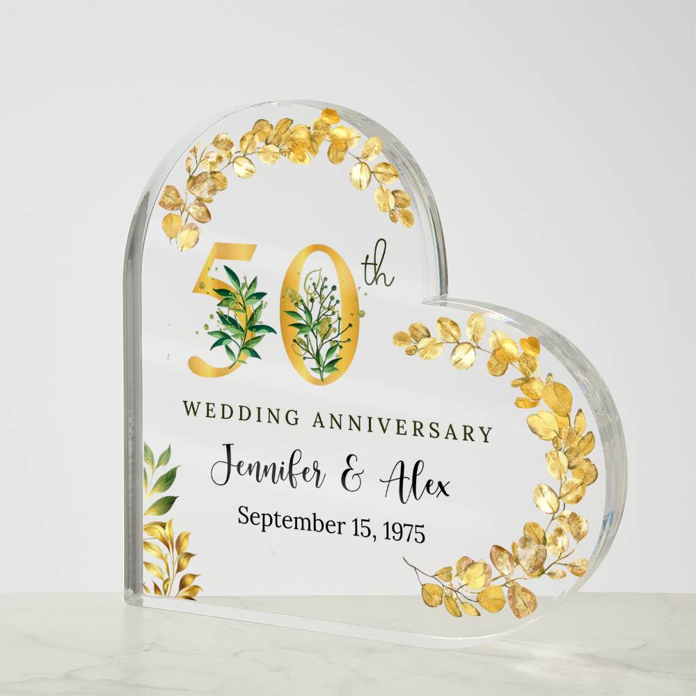 50th Anniversary Acrylic Heart Plaque
