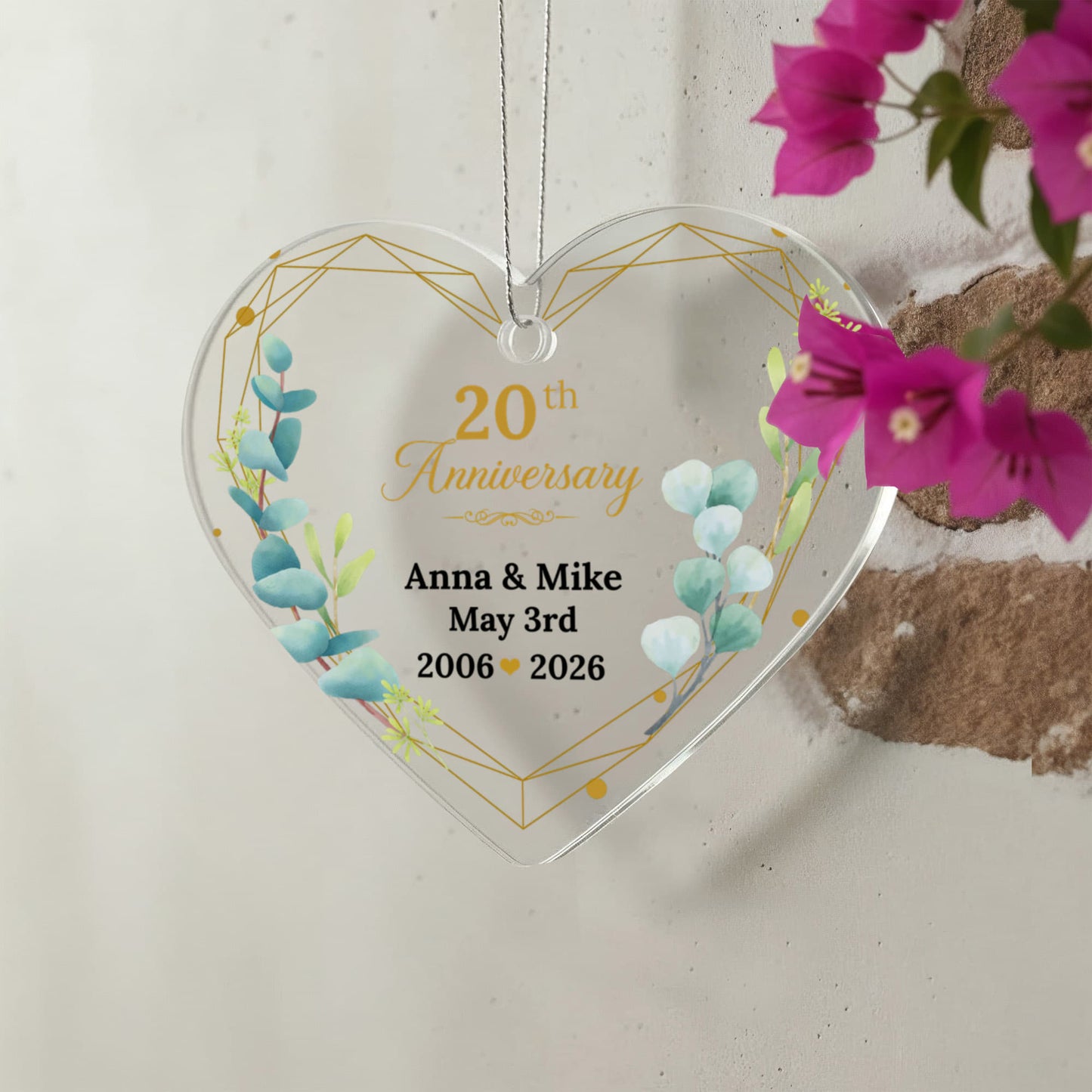 20th Wedding Anniversary Heart Ornament