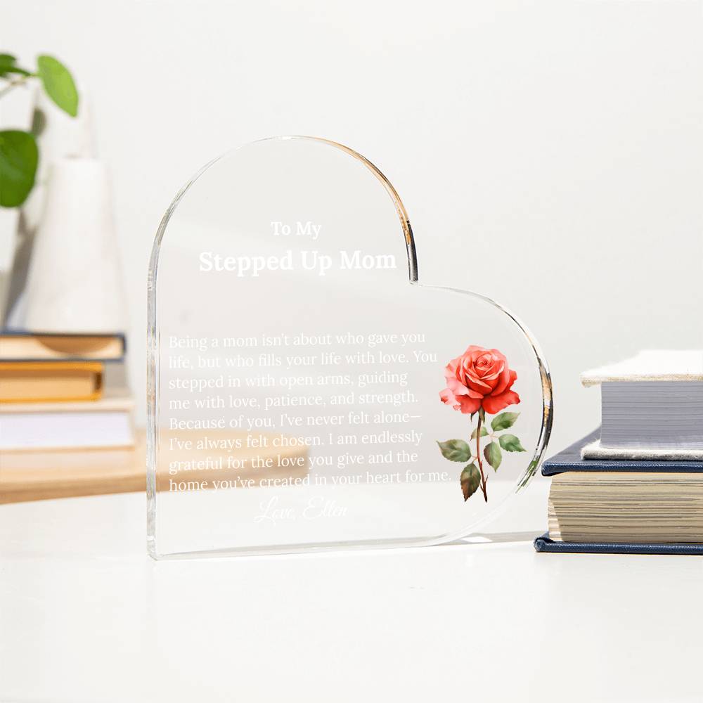 Personalized Stepped Up Mom Heart Plaque