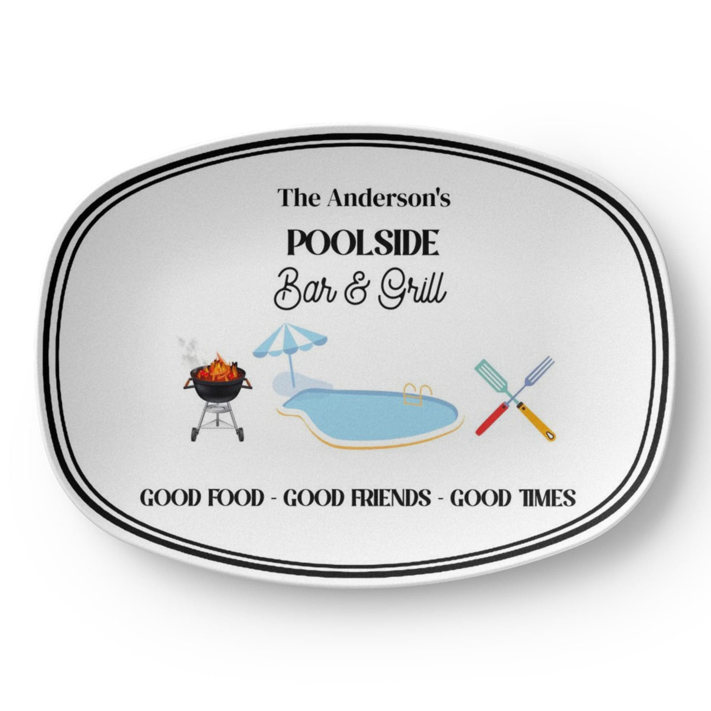 Personalized Poolside Bar and Grill BBQ Platter