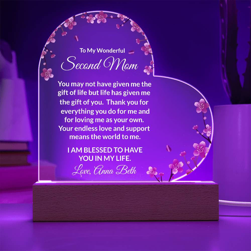 Personalized Second Mom Lighted Plaque Gift