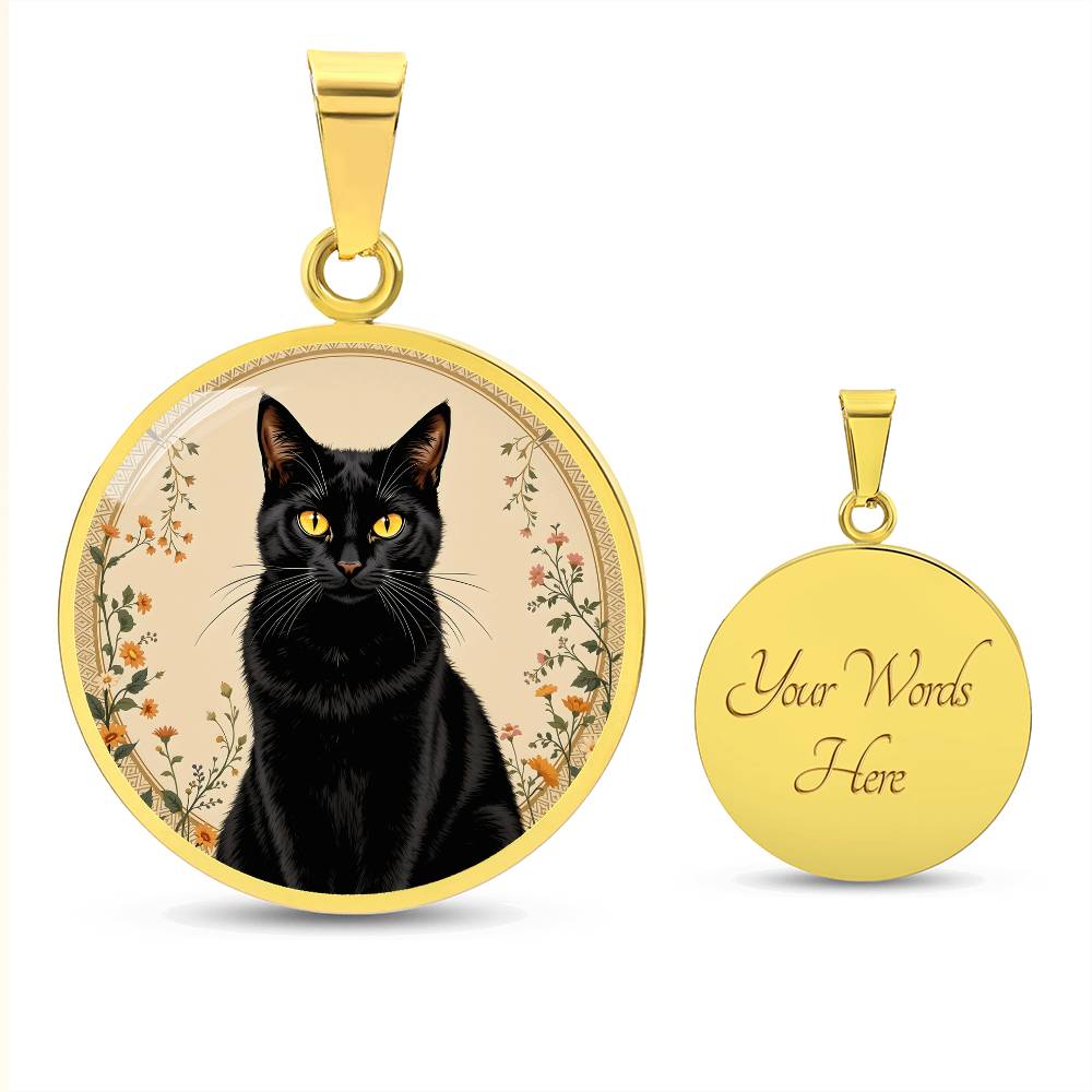 Personalized Black Cat Pendant Necklace