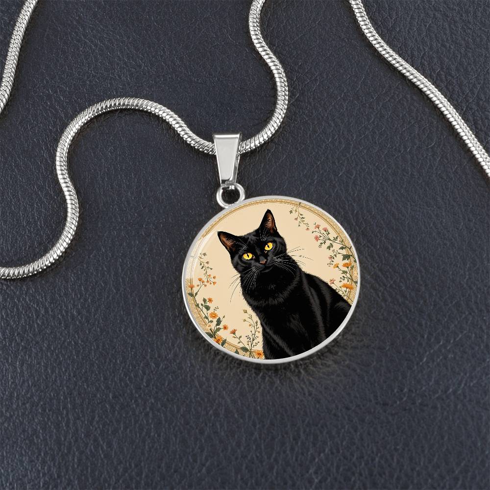 Personalized Black Cat Pendant Necklace