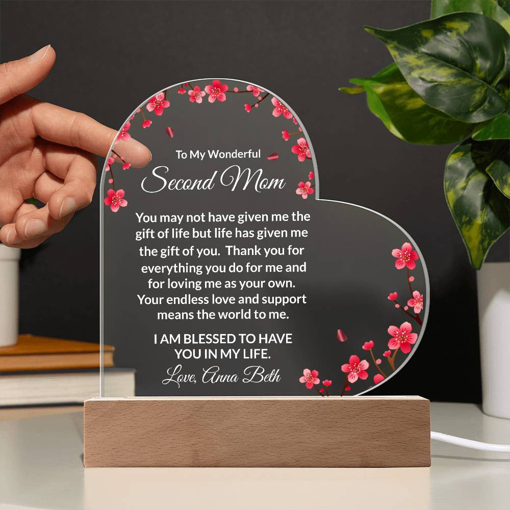 Personalized Second Mom Lighted Plaque Gift