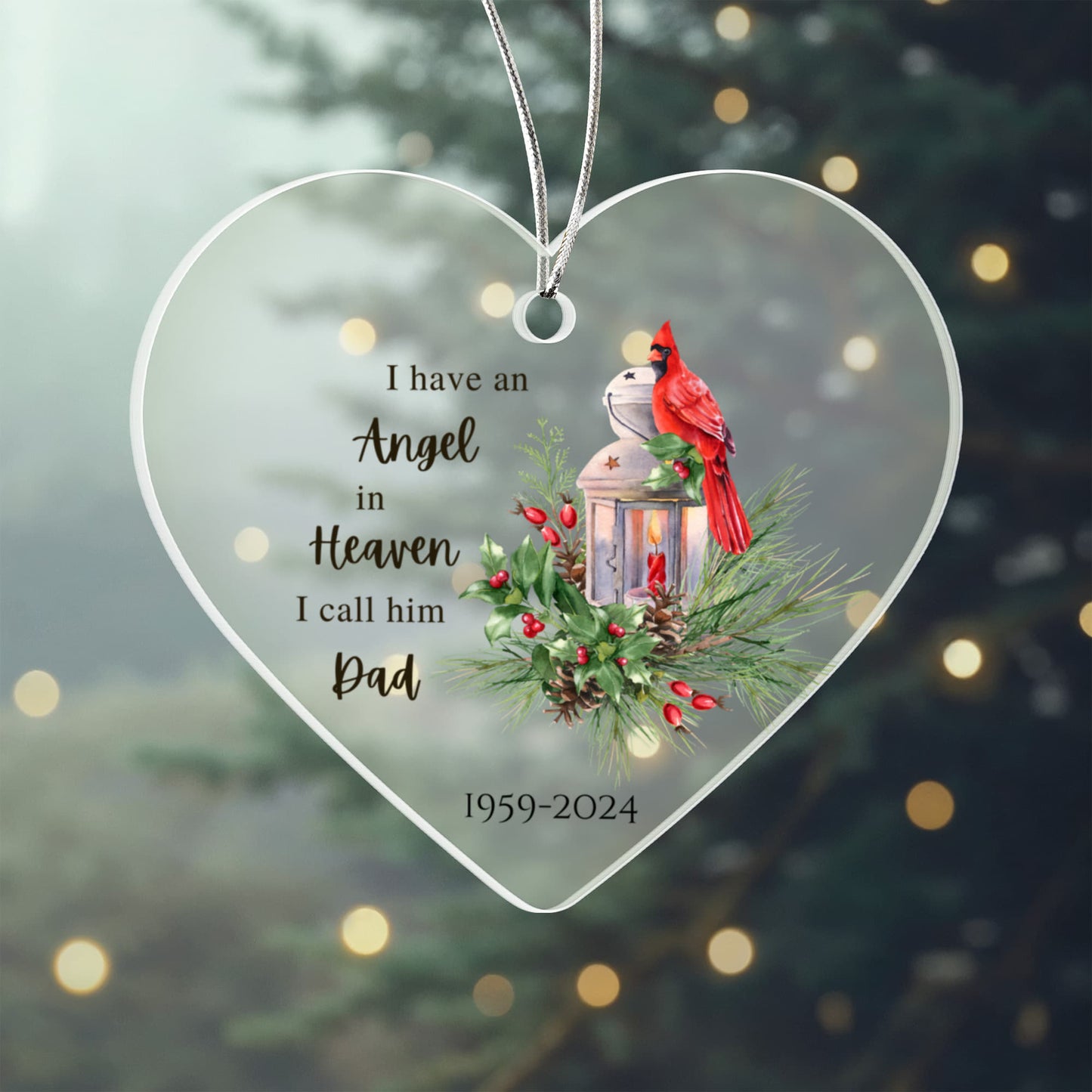 Angel Remembrance Ornaments Loss of Parents Acrylic Heart Ornament