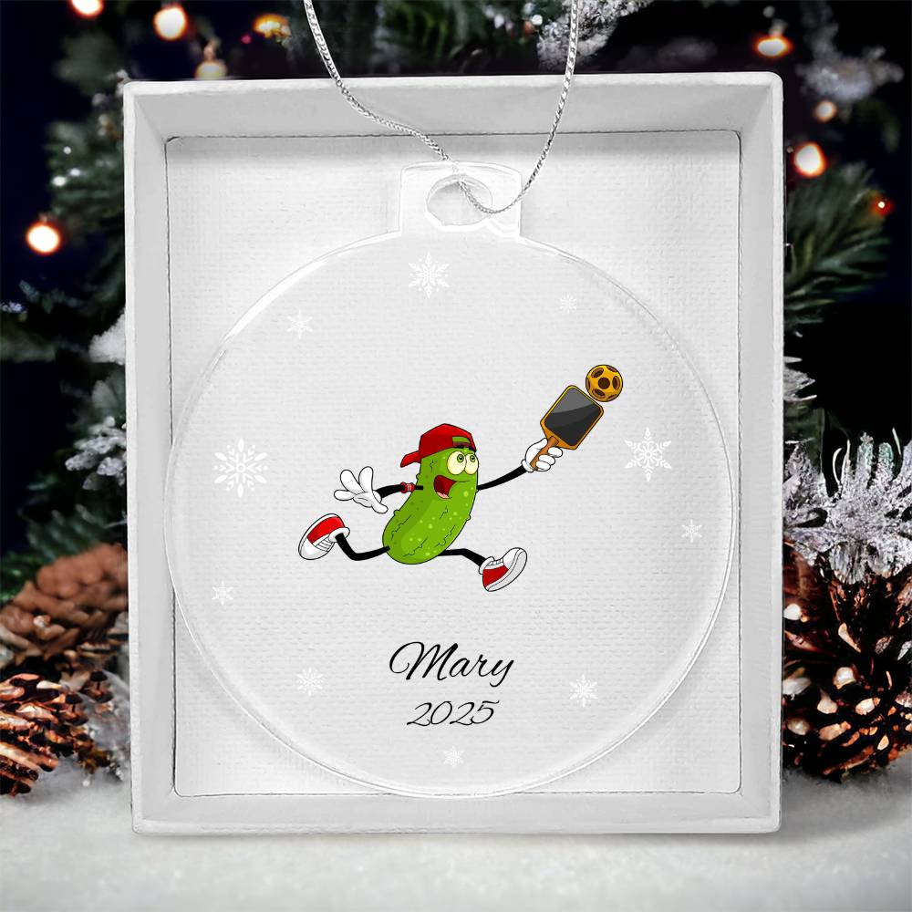 Pickleball Player Acrylic Christmas Ornament