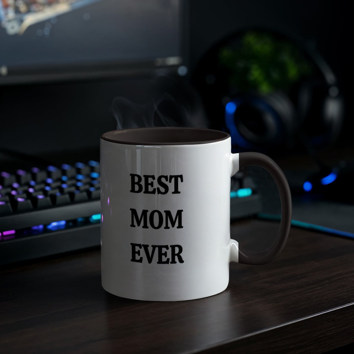 Best Mom Ever Photo Mug, Customizable Two-Tone Coffee Cup, Mother's Day Gift, Personalized Mom Mug, Ceramic Keepsake, Photo Gifts