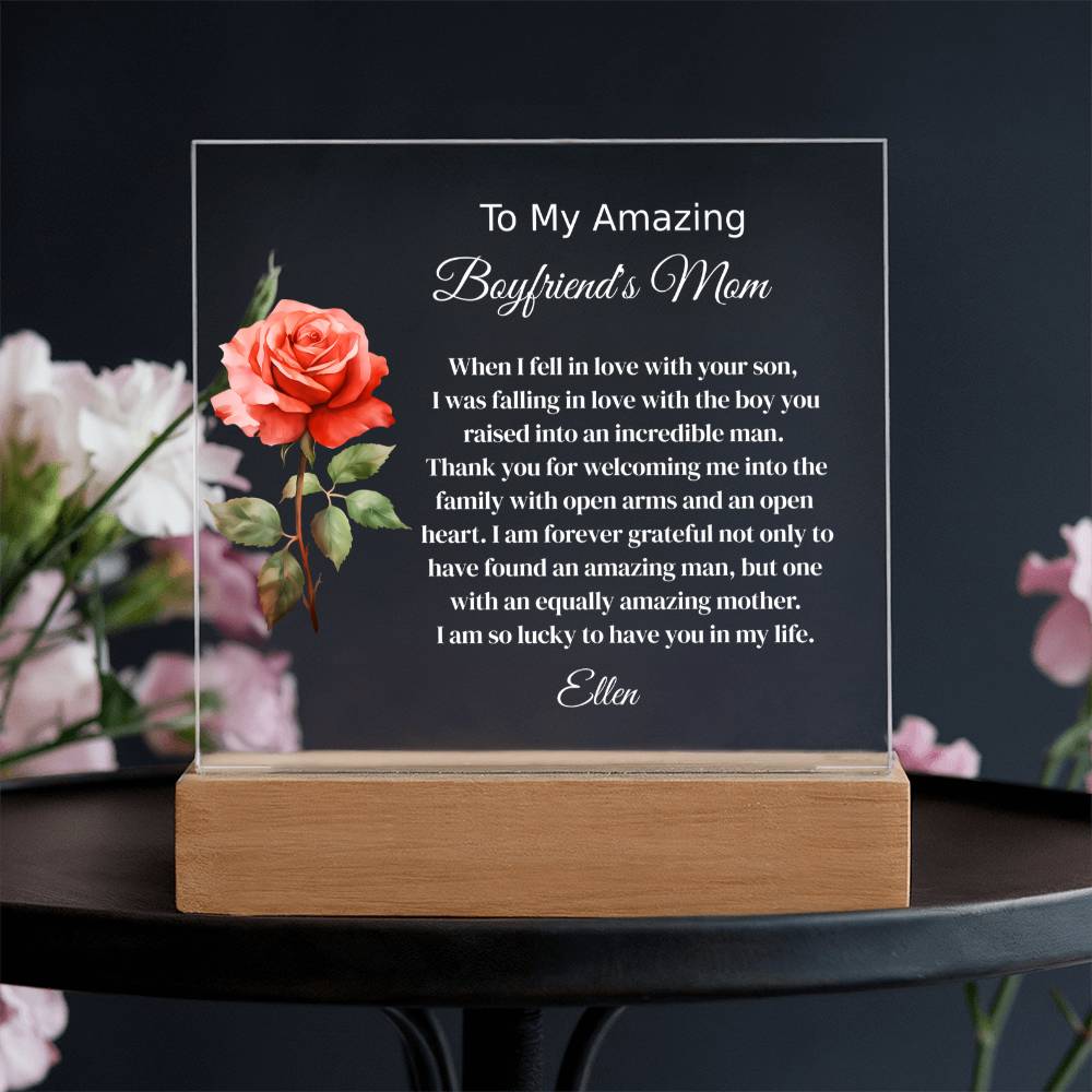 Personalized Boyfriend's Mom Lighted Plaque