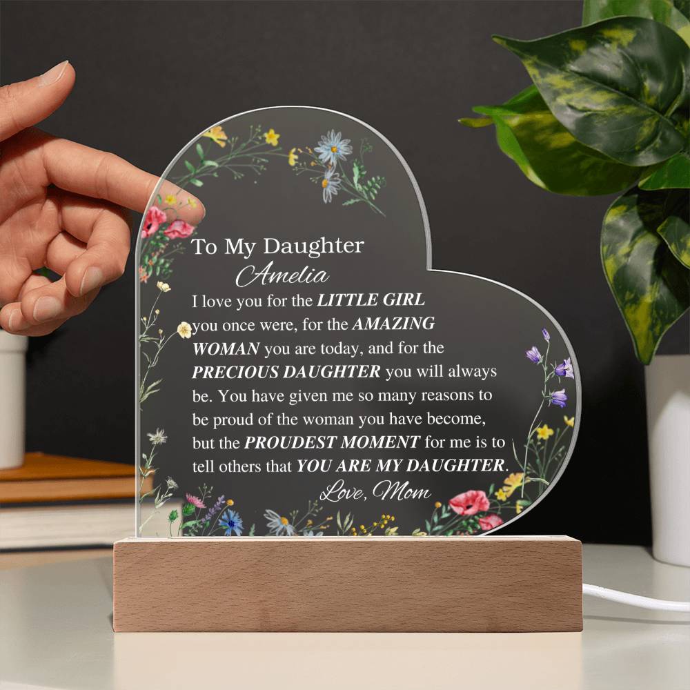 Personalized daughter Acrylic Heart Plaque