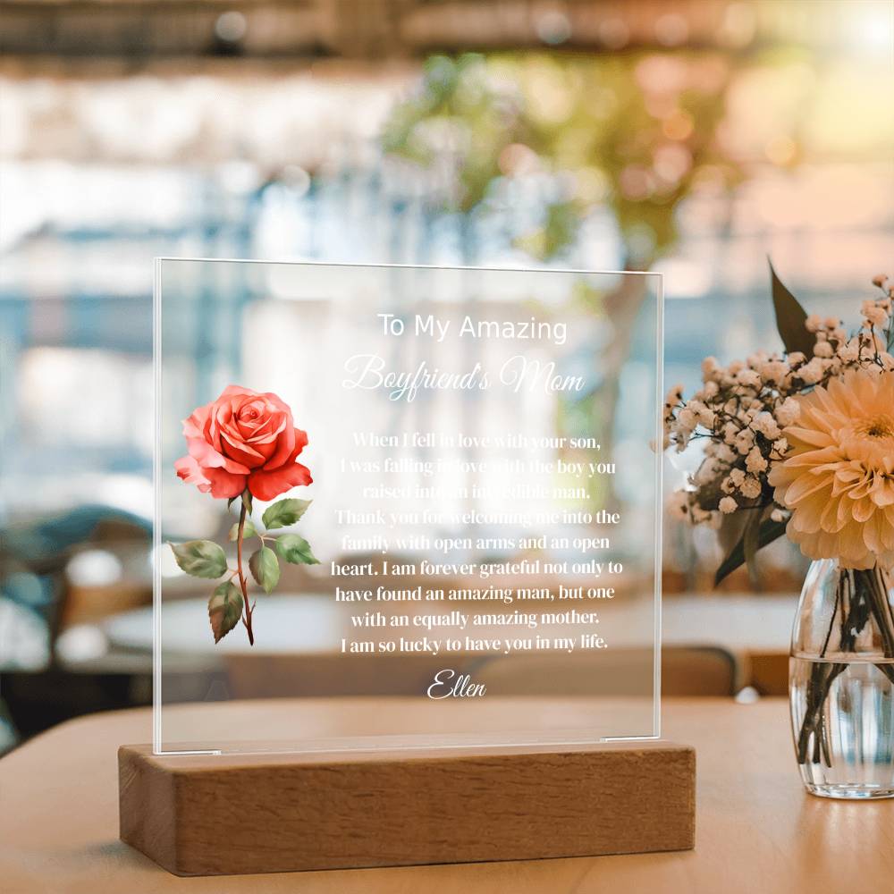 Personalized Boyfriend's Mom Lighted Plaque