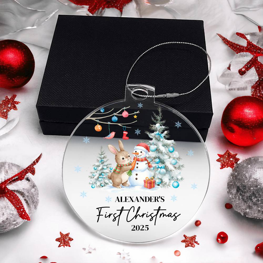 Baby's First Christmas Ornament, Personalized Acrylic Keepsake, Boy or Girl, Gift for New Parents, 2025 Baby Ornament