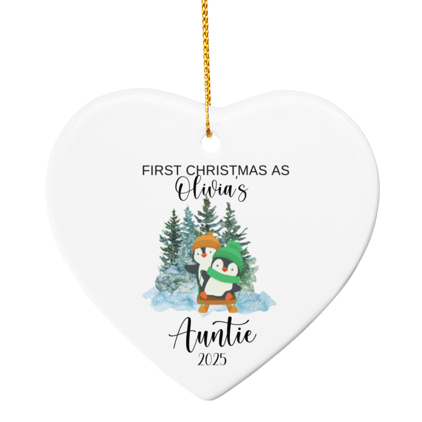 First Christmas As Aunt Heart Ornament