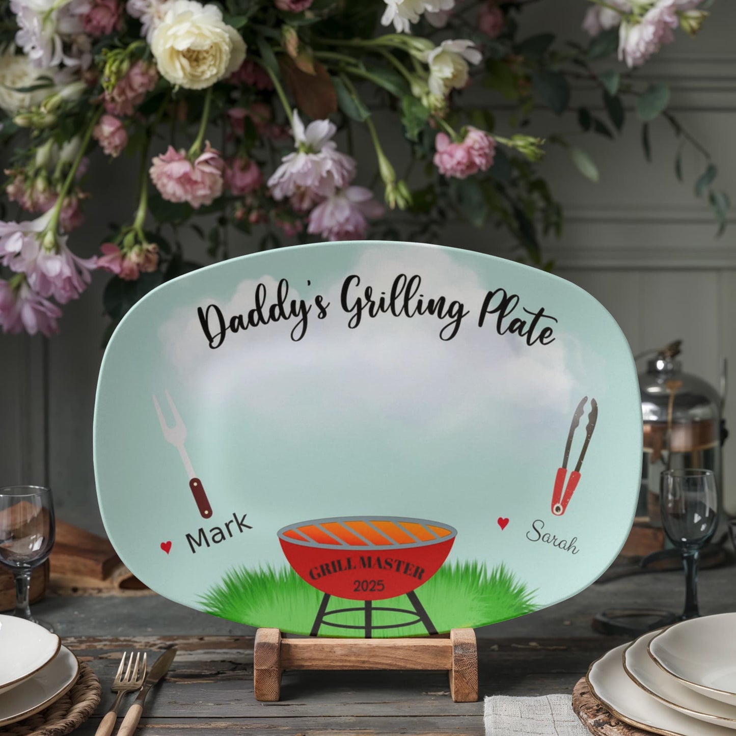 Dad's Grilling Plate 10”x14” Platter - Personalized with Kids Names