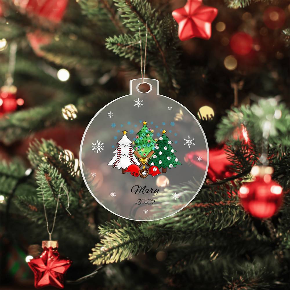 Baseball Christmas Trees Acrylic Ornament Plaque