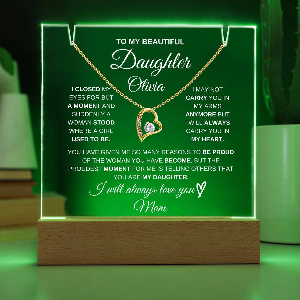 Daughter Heart Necklace & Lighted Jewelry Holder Plaque
