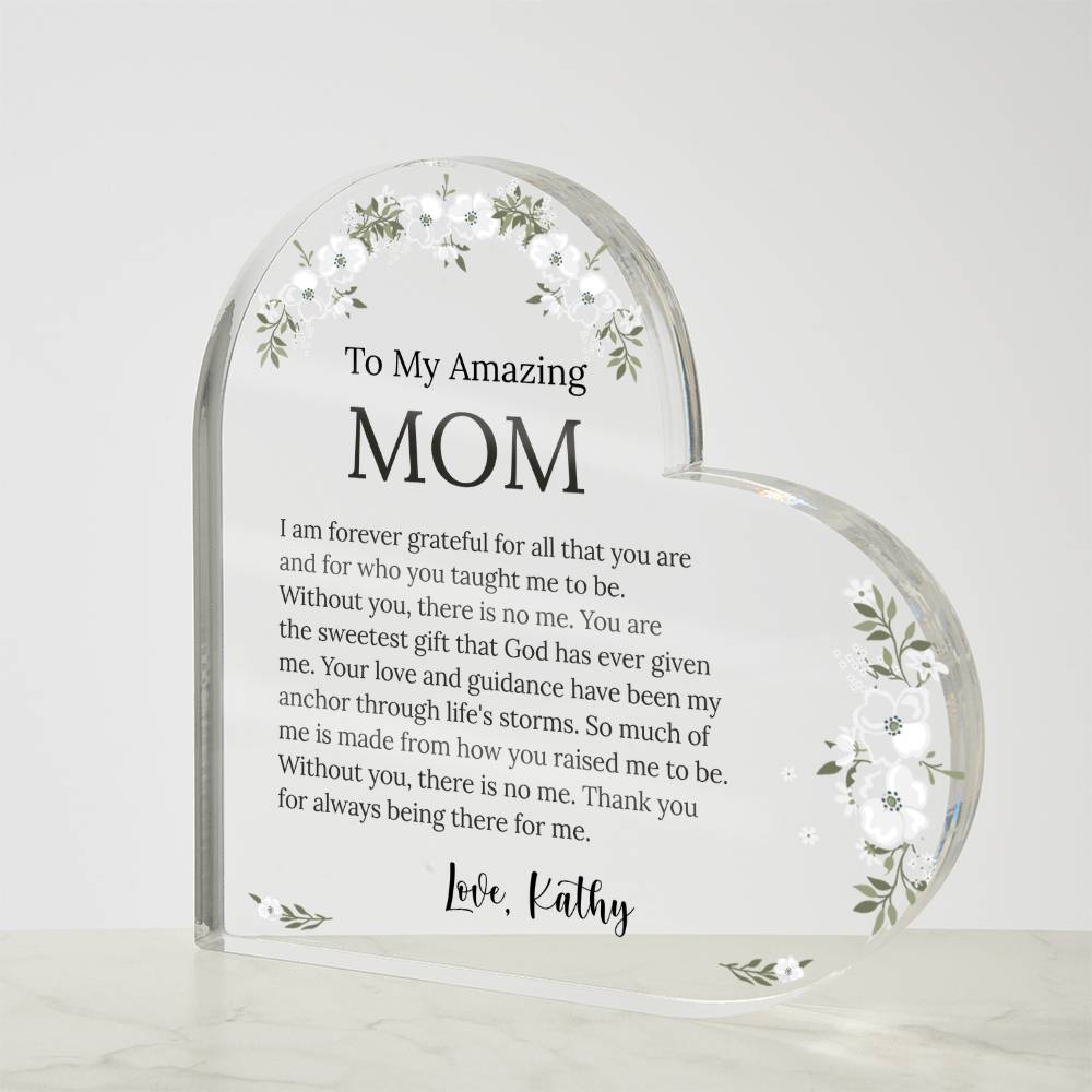 Mom Heart Acrylic Plaque Gift