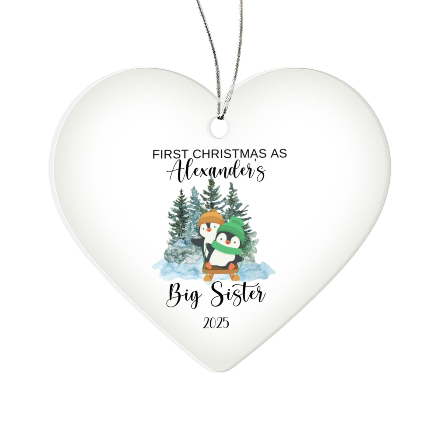 1st Christmas as Big SisterAcrylic Heart Ornament