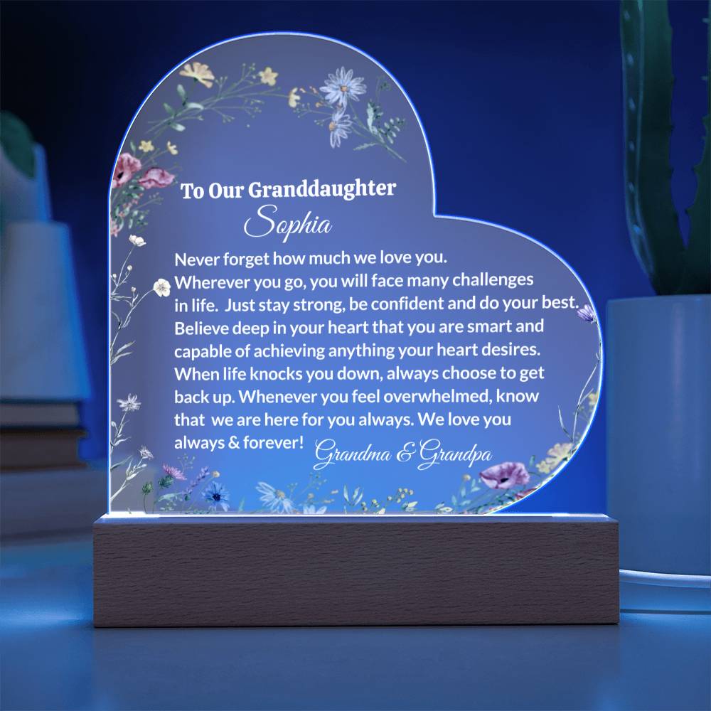Granddaughter Acrylic Heart Plaque