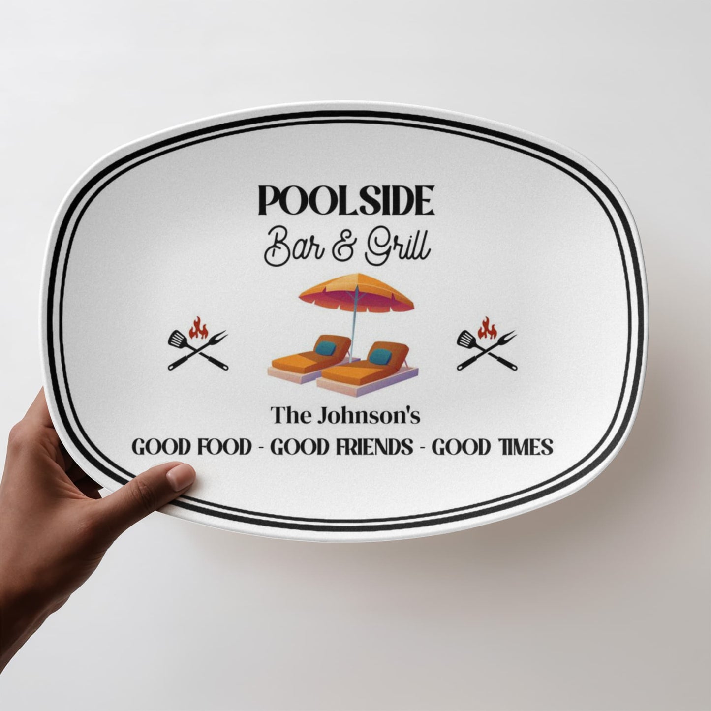 Personalized Poolside Bar and Grill BBQ Grilling Plate