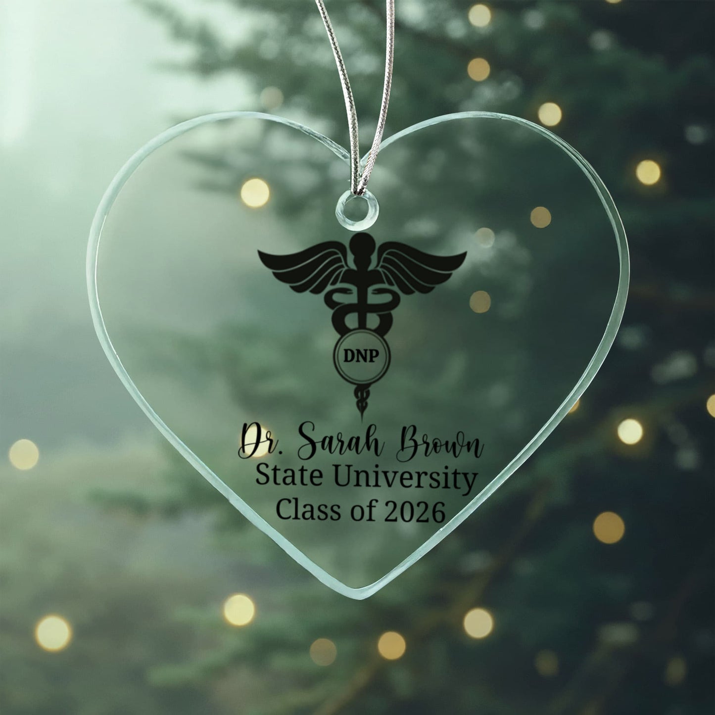 DNP Nurse Heart Ornament Gift, Graduation Acrylic Keepsake, Personalized Nursing Gift, Custom Graduating Doctor of Nursing Practice