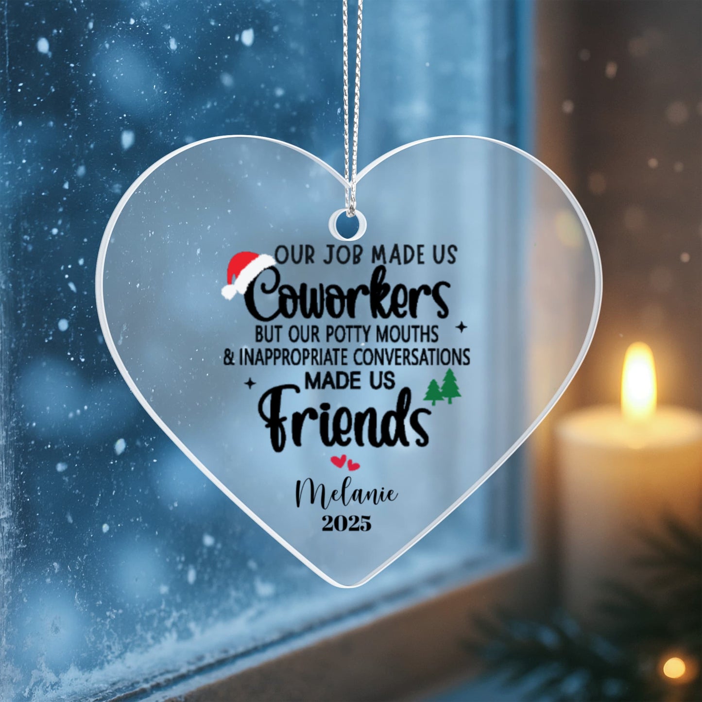 Coworker Acrylic Heart or Round Ornament