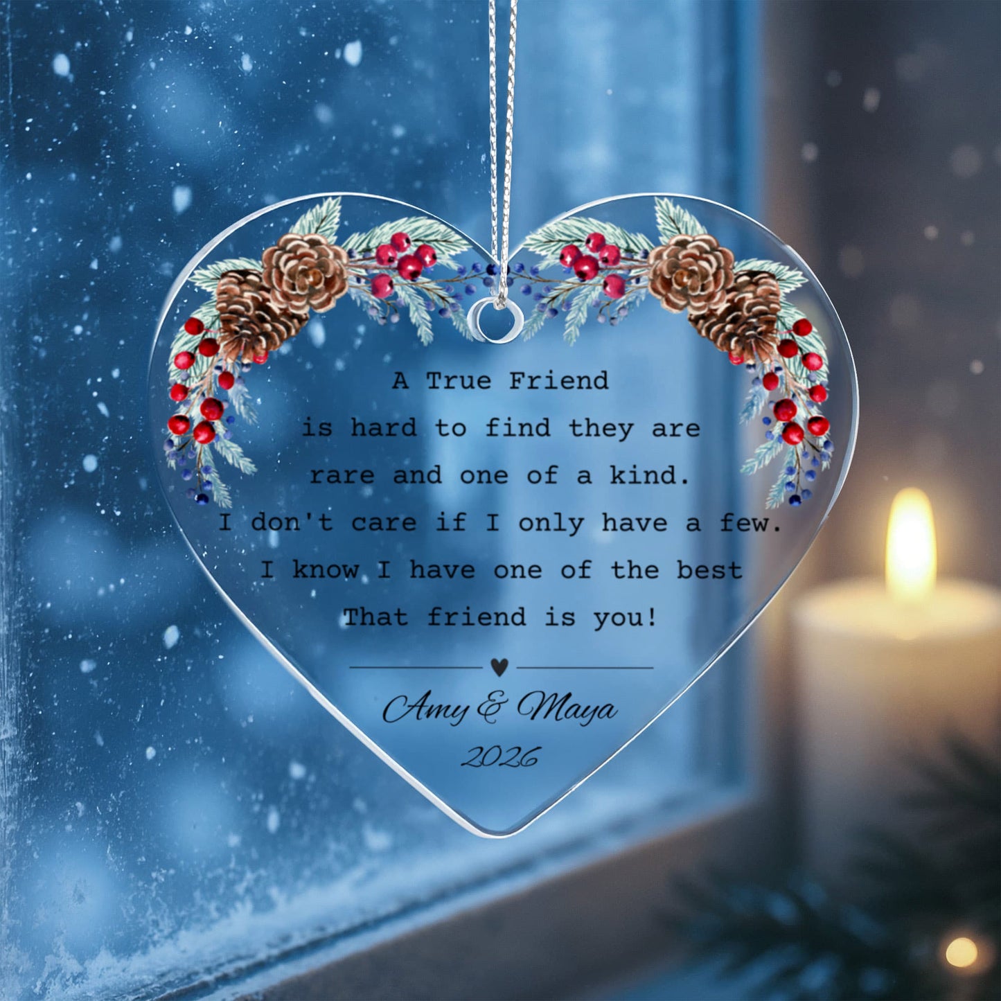 Friend Acrylic Heart Christmas Ornament