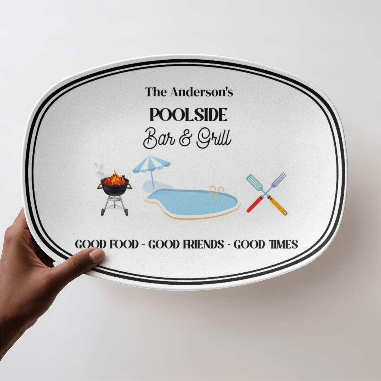 Personalized Poolside Bar and Grill BBQ Platter