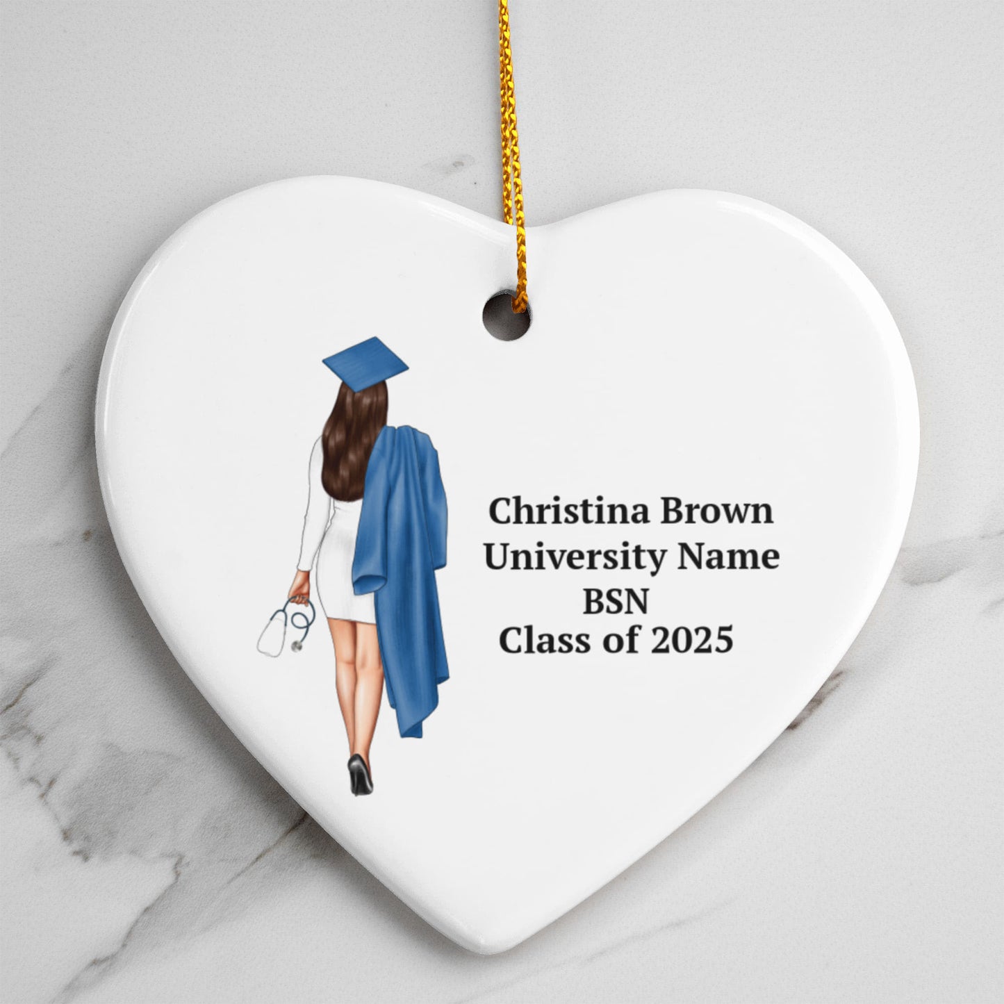 Nurse Graduation Ceramic Heart Ornament
