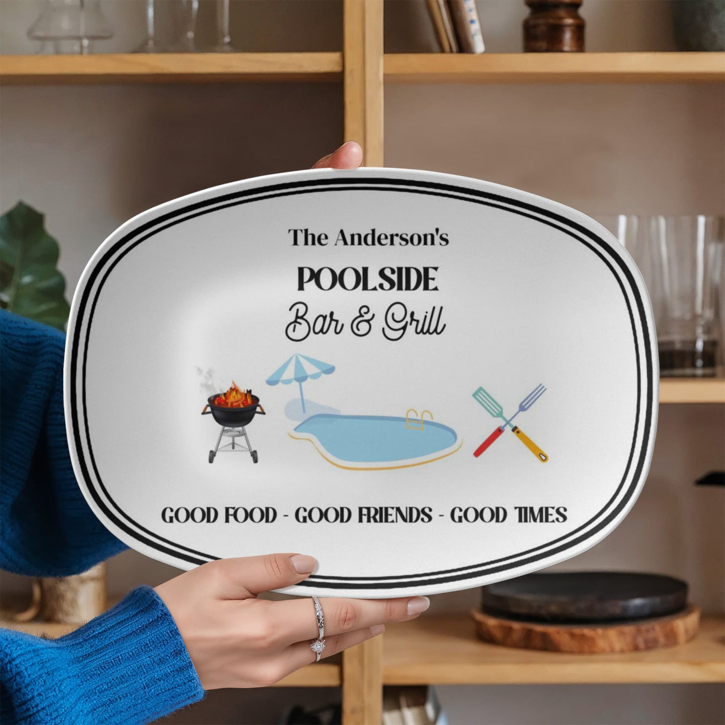 Personalized Poolside Bar and Grill BBQ Platter
