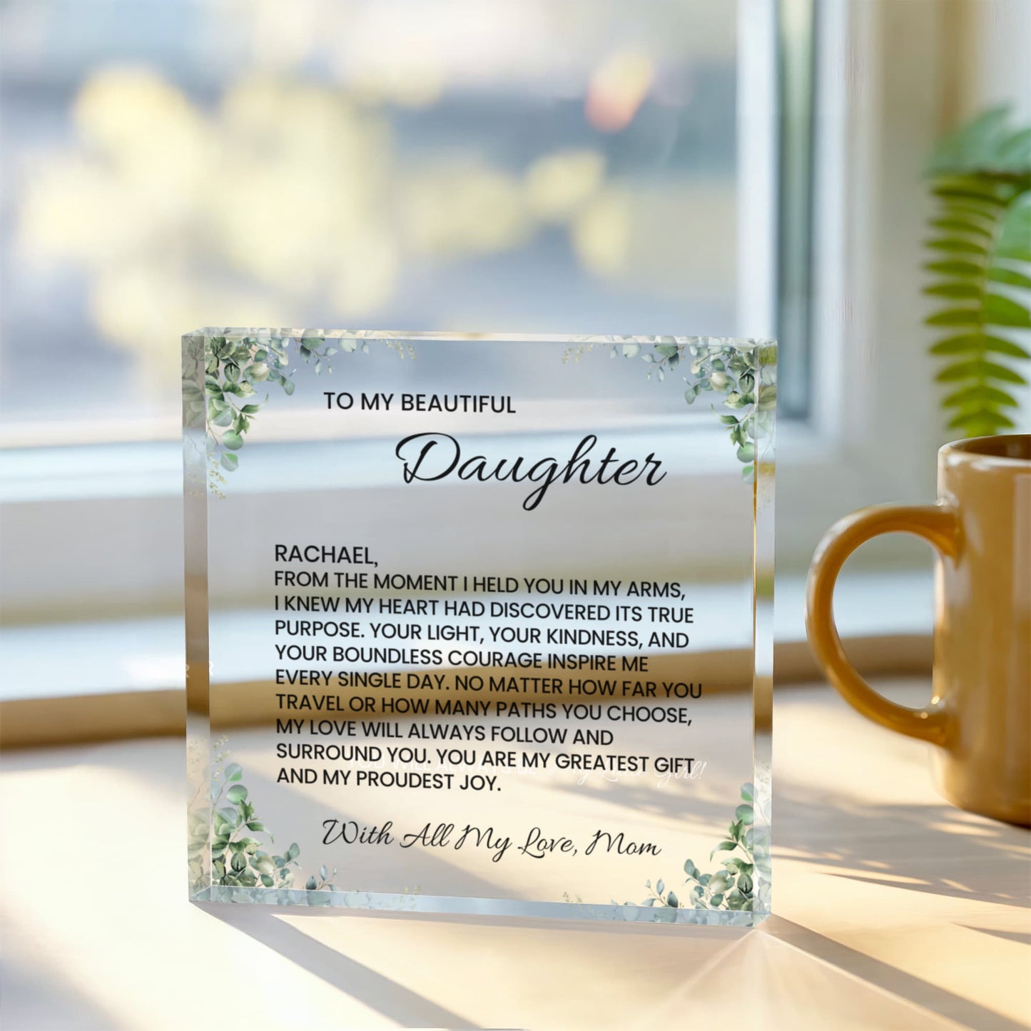 Personalized Acrylic Daughter Plaque Gift, Custom Mother Daughter Keepsake, Sentimental Gift for Daughter, Unique Birthday Present