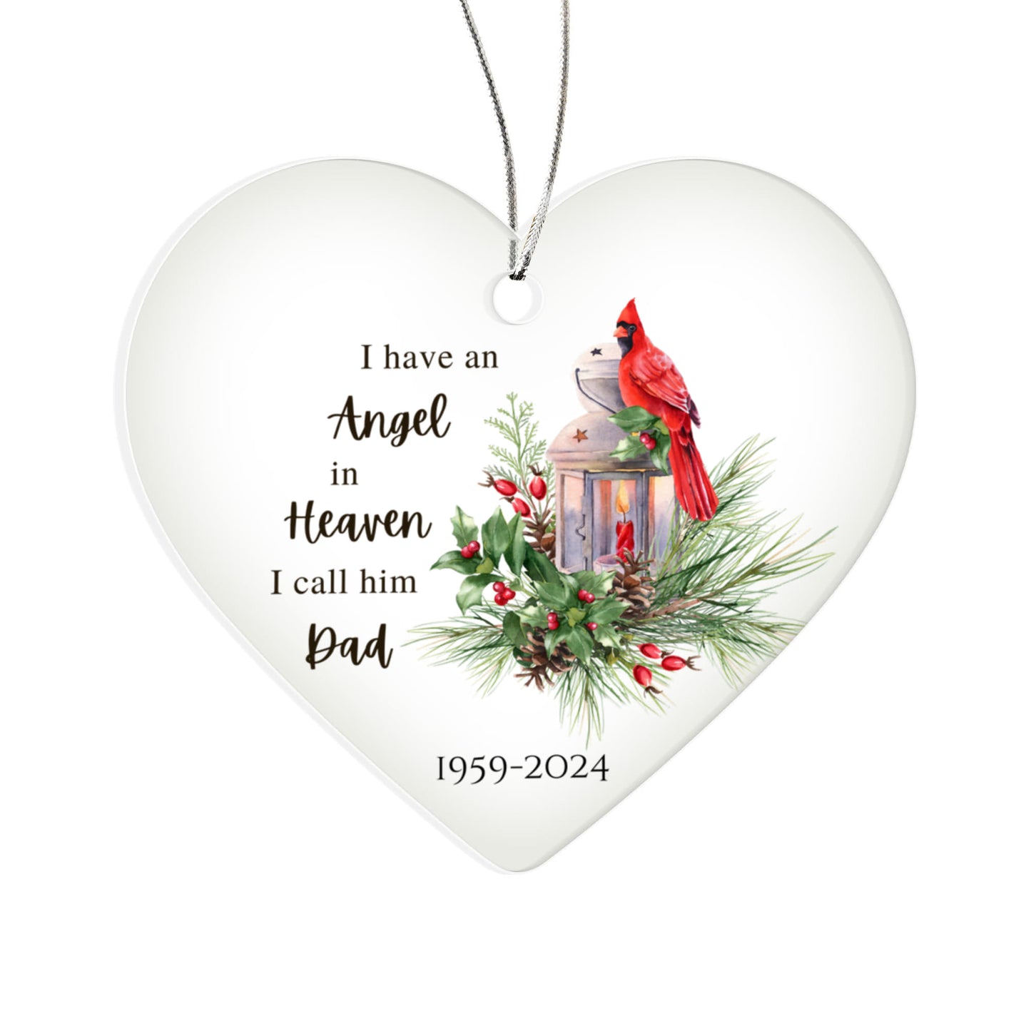 Angel Remembrance Ornaments Loss of Parents Acrylic Heart Ornament