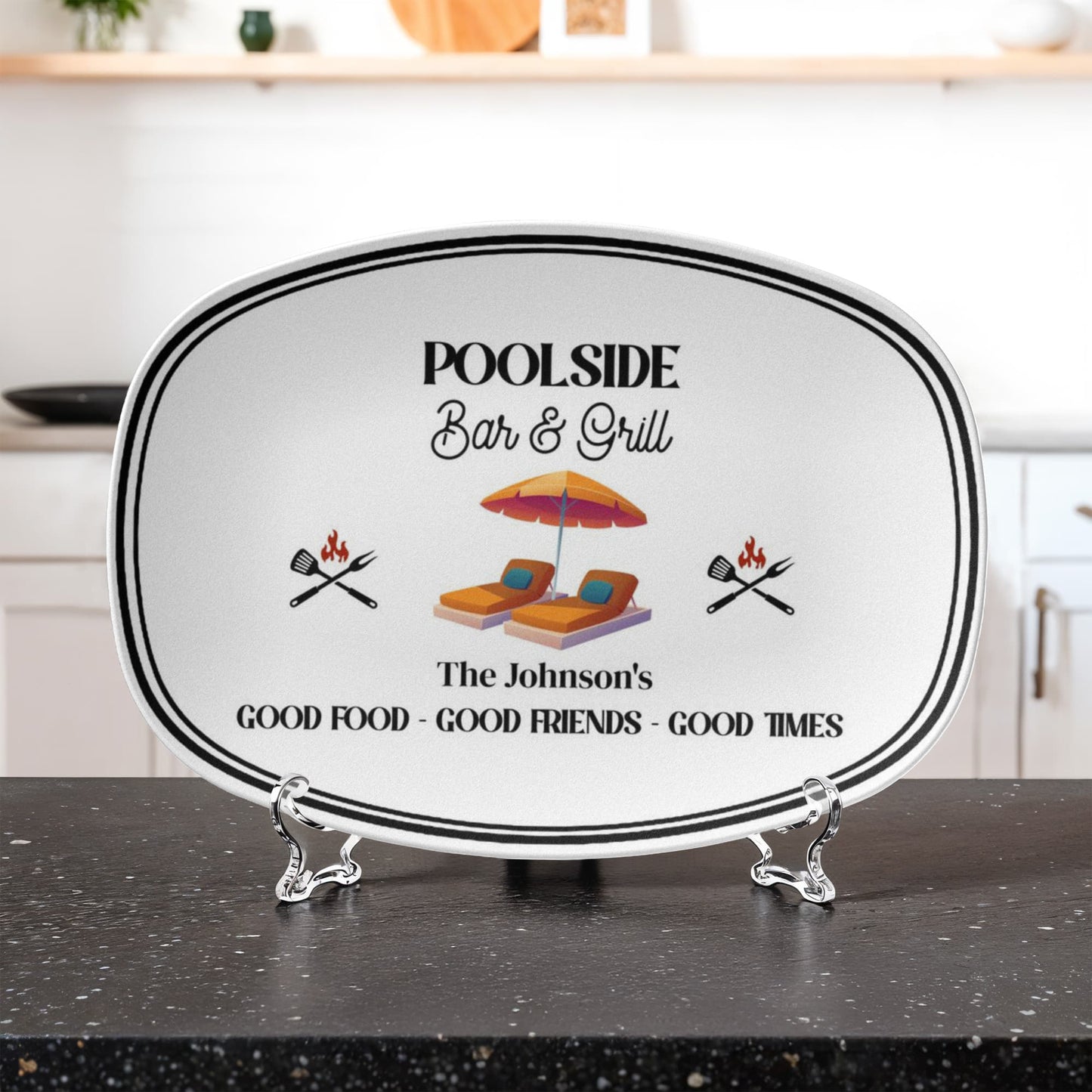 Personalized Poolside Bar and Grill BBQ Grilling Plate