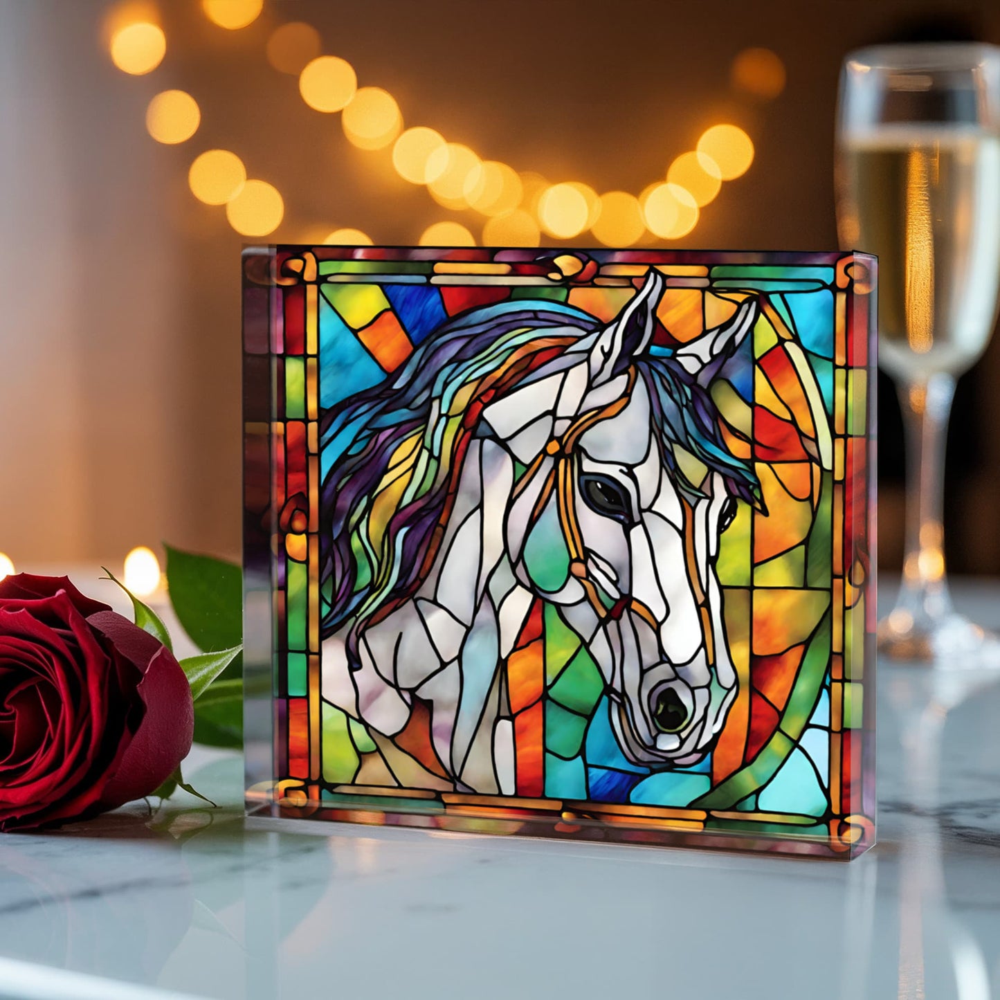 Horse Stained Glass Style Acrylic Decor
