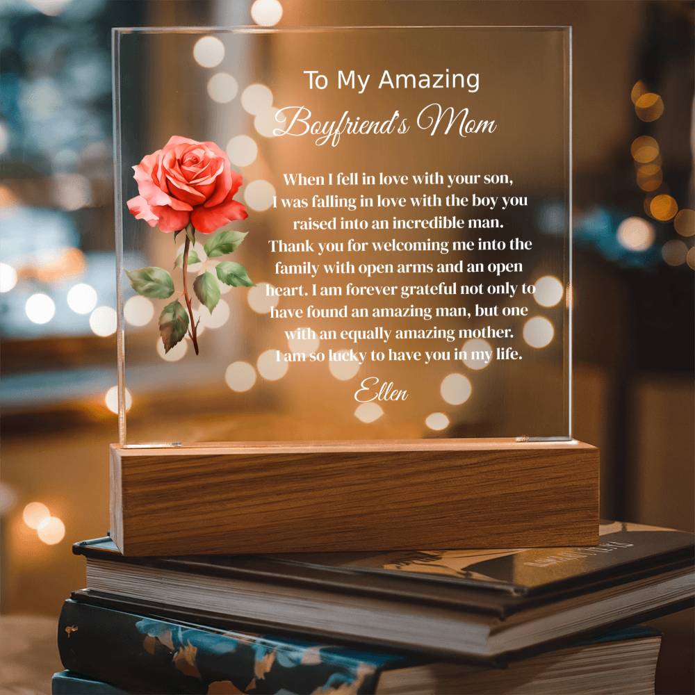 Personalized Boyfriend's Mom Lighted Plaque