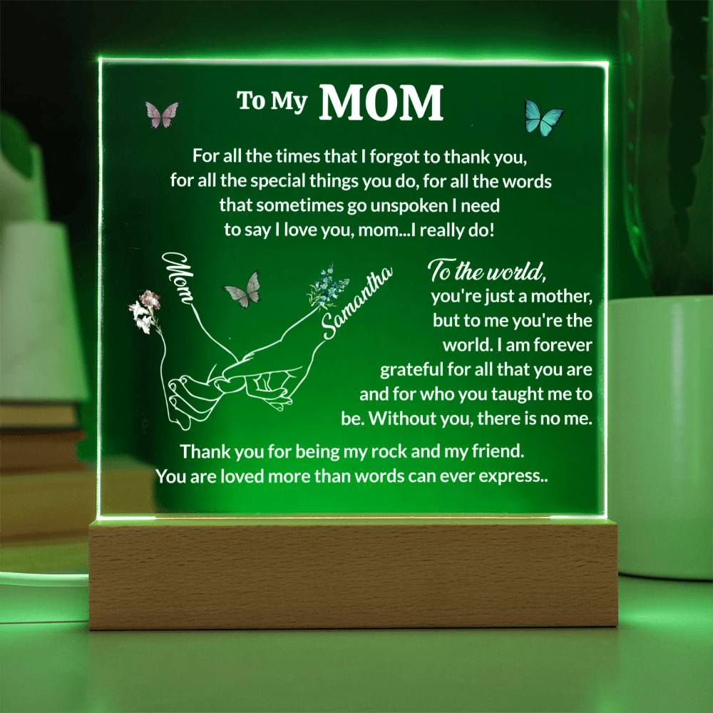 Personalized Mom and Daughter Birthflower Led Lighted Plaque Gift