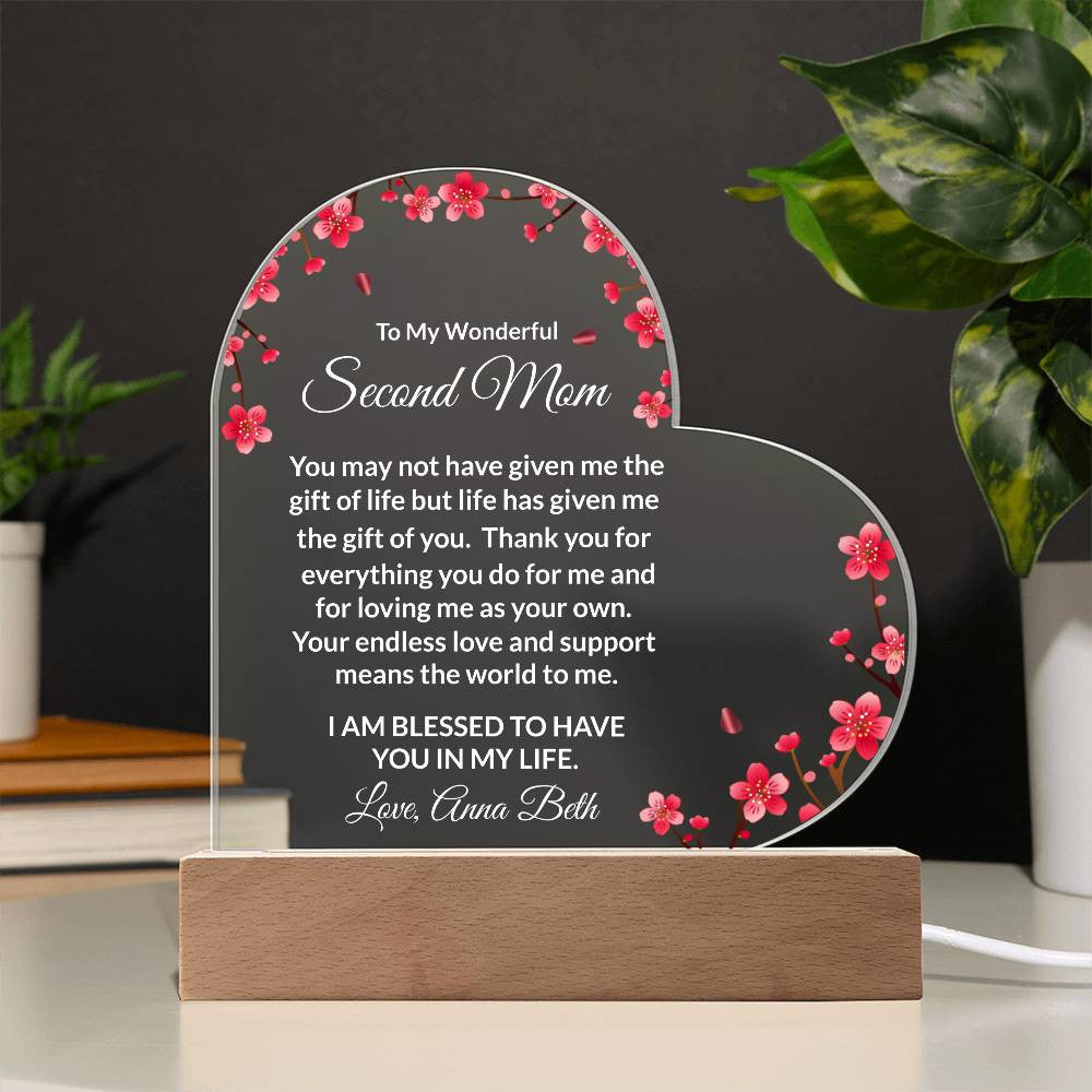 Personalized Second Mom Lighted Plaque Gift