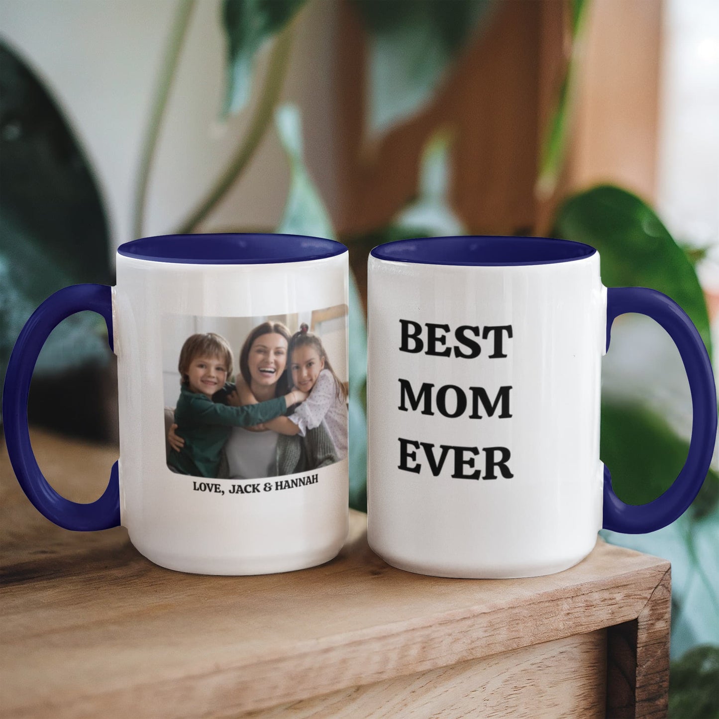 Best Mom Ever Photo Mug, Customizable Two-Tone Coffee Cup, Mother's Day Gift, Personalized Mom Mug, Ceramic Keepsake, Photo Gifts