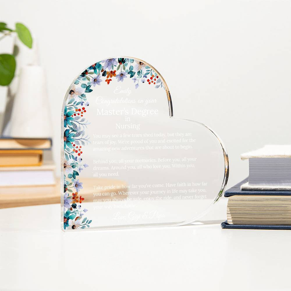 Personalized Master's Degree Heart Plaque